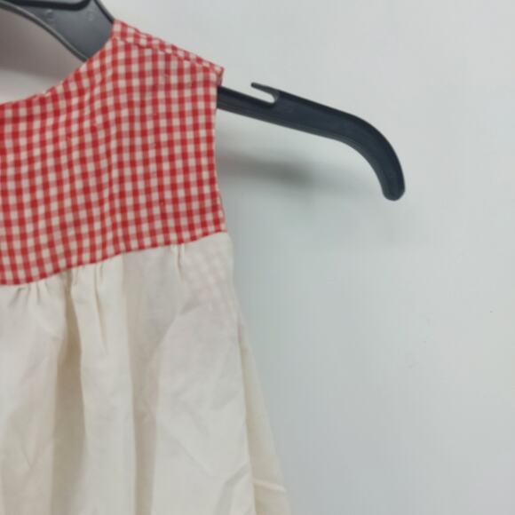Vtg Girls Red White Gingham Baby Dress Smocked Sleeveless - Picture 10 of 15
